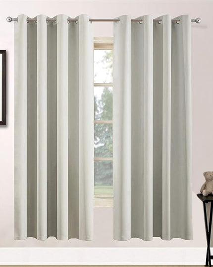 Yakamok Blackout Curtains Room Darkening Thermal Insulated Grommet top Window Curtains for Living Room, 52 x 72 Inch, Light Beige, Set of 2
