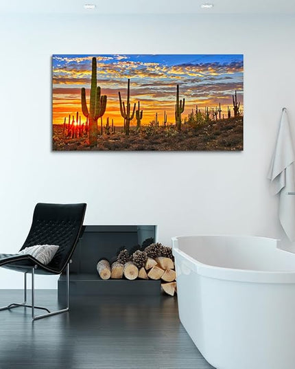 Lapremoly Canvas Wall Art For Living Room farmhouse Wall Decor For Bedroom Office Decor Cactus Landscape Wall Paintings Pictures Framed Ready To Hang Home Decor Prints Posters Artwork 20X40 inch