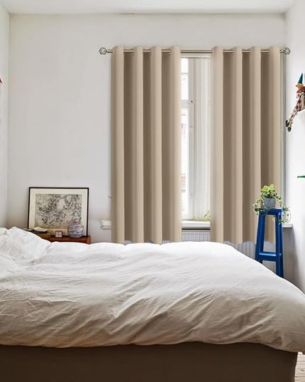 BGment Blackout Curtains - Grommet Thermal Insulated Room Darkening Bedroom and Living Room Curtains, Set of 2 Panels (52 x 72 Inch, Sand)