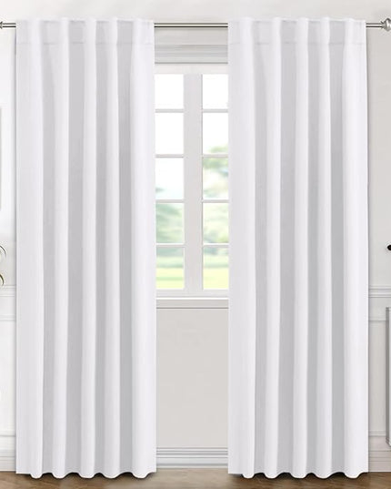 H.VERSAILTEX White Curtains Thermal Insulated Window Treatment Panels Room Darkening Privacy Assured Drapes for Living Room Back Tab/Rod Pocket Bedroom Draperies, 42 x 84 Inch, 2 Panels