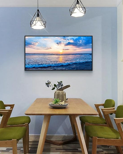 Black Framed Canvas Wall Art For Living Room Blue Beach Ocean Sea Waves Landscape Wall Decor Ready To Hang Home Decorations Bedroom Kitchen Bathroom Canvas Prints Posters Painting Wall Mural Artwork