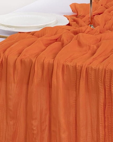 Socomi 10pcs Orange Christmas Cheesecloth Table Runner Boho Rustic Gauze 120 inch 10FT Cheese Cloth Runner for Wedding Party Baby Shower Birthday Home Decor Holiday Decorations
