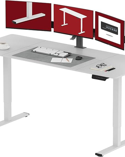 SANODESK Electric Standing Desk 79x32 Inch Height Adjustable Stand Up Desk Home Office Computer Workstation Sit Stand Home Office Desk with Splice Board (White Frame + White Top)