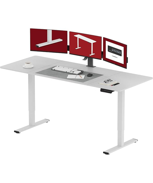 SANODESK Electric Standing Desk 79x32 Inch Height Adjustable Stand Up Desk Home Office Computer Workstation Sit Stand Home Office Desk with Splice Board (White Frame + White Top)