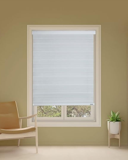 Shadesu Cordless Zebra Blinds for Windows, Dual Layer Free-Stop Zebra Shades, Light Control for Day and Night, Sheer Blinds for Indoor Windows, Bedroom, Kitchen Custom Made