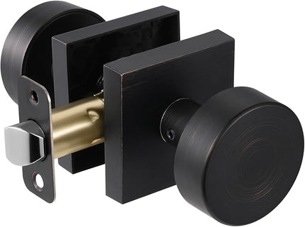 Door Knobs Interior Oil Rubbed Bronze Passage Door Knobs for Hall and Closet, Square Antique Bronze Passage Door Handles