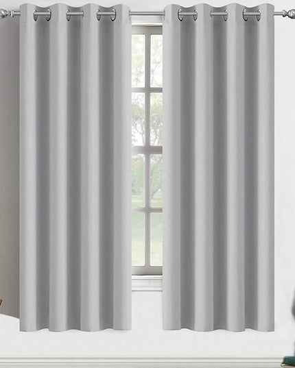 Yakamok Blackout Curtains Room Darkening Thermal Insulated Grommet top Window Curtains for Living Room, 52 x 72 Inch, Light Grey, Set of 2