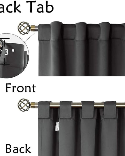 BGment Blackout Curtains for Bedroom - 72 inches Length Rod Pocket and Back Tab Thermal Room Darkening Curtains for Living Room, 2 Window Panels (52 x 72 Inch, Dark Grey)