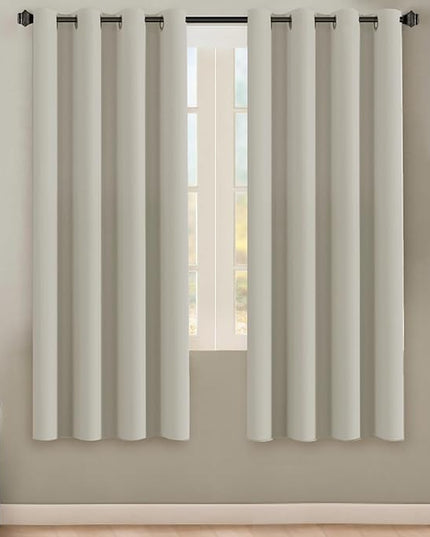 H.VERSAILTEX Solid Grommet Thermal Insulated Blackout Curtain Panels/Drapes,52Wx72L - Inch (Set of 2,Ivory/Cream Pattern)