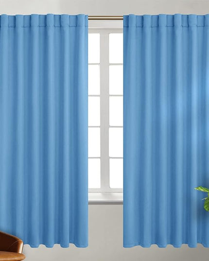 BGment Rod Pocket and Back Tab Curtains for Bedroom - Thermal Insulated Room Darkening Curtains for Living Room, 2 Window Curtain Panels (52 x 72 Inch, Sky Blue)
