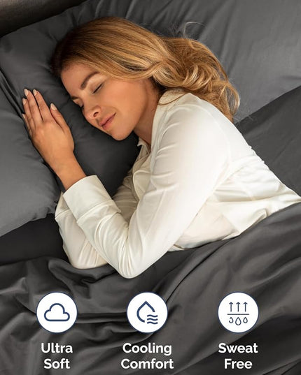 Extra Deep Twin XL Sheet Set - 4 Piece Breathable & Cooling Sheets - Hotel Luxury Bed Sheets Set - Easy & Secure Fit - Soft, Wrinkle Free & Comfy Sheets Set - Charcoal Sheet Set w/Extra Deep Pockets