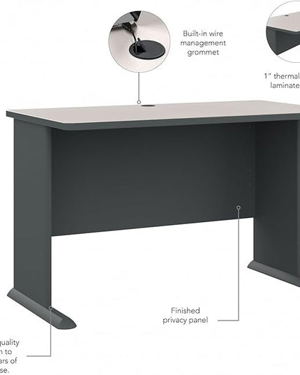 Bush Business Furniture Series A 48W Computer Desk in White Spectrum and Slate, Small Office Table for Home or Professional Workspace