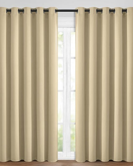Yakamok Blackout Curtains Room Darkening Thermal Insulated Window Panels,Solid Grommet Top Drapes for Bedroom/Living Room(62Wx84L, Beige, 2 Panels)