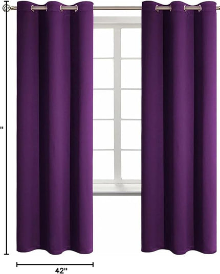 BGment Blackout Curtains - Grommet Thermal Insulated Room Darkening Bedroom and Living Room Curtain, Set of 2 Panels (42 x 72 Inch, Royal Purple)