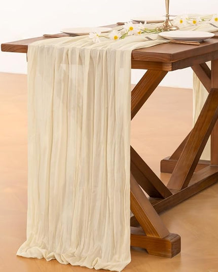 Socomi 6pcs Beige Christmas Cheesecloth Table Runner Boho Rustic Gauze 120 inch 10FT Cheese Cloth Runner for Wedding Party Baby Shower Birthday Home Decor Holiday Decorations