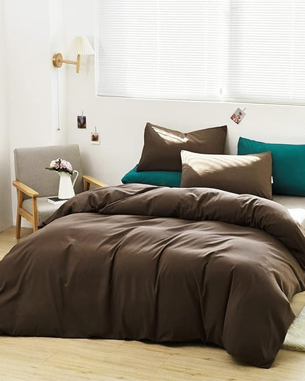 Luxlovery Brown Comforter Set Queen Mocha Brown Bedding Comforter Set Chocolate Color Solid Soft Breathable Blanket Quilts Chestnut Bedding Set for Women Men Queen