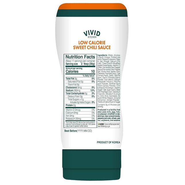 VIVID KITCHEN Low-Calorie Sweet Chili Sauce - 2 Pack - Low Sugar, 10 Cal/Serving - No Preservatives or MSG - Easy Squeeze Bottle - Healthy Asian-Inspired Sauce for Dipping, Stir-Fry, and More