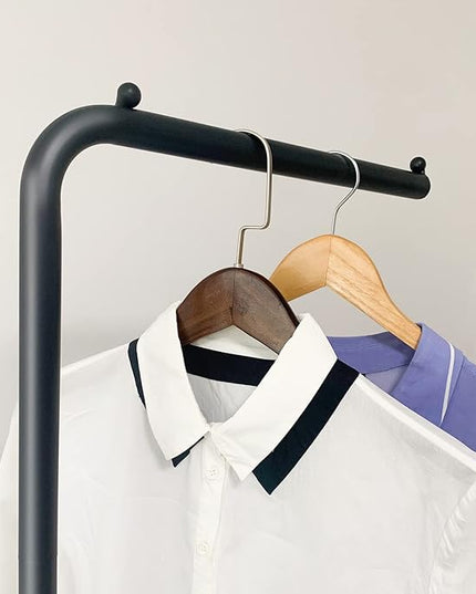 Metal Coat Rack, Modern Clothing Tree with Heavy-weight Slate Base, Small Coat Stand for Entryway/Bedroom/Hallway, Standing Plant Hanger, Matte Black