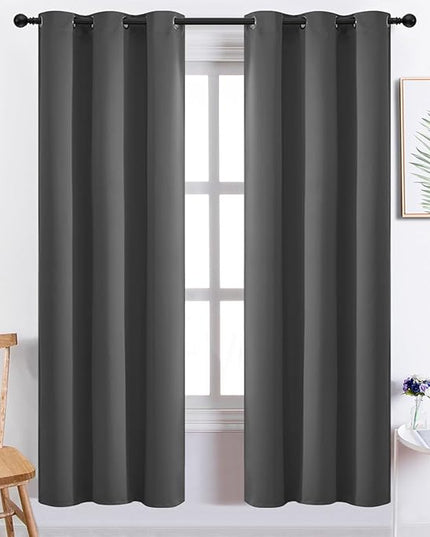 Yakamok 72 Inch Long Blackout Curtains for Bedroom, Thermal Insulated Room Darkening Curtains, Light Blocking Blackout Drapes for Living Room- 2 Panels,38x72 Inch, Charcoal Grey