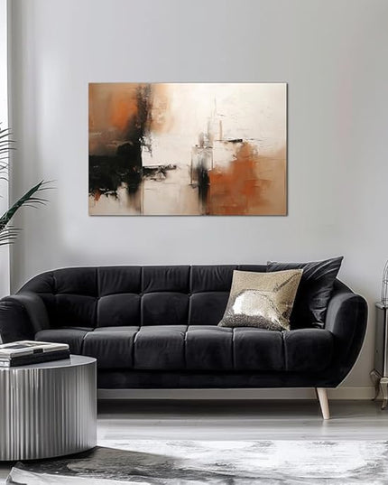 Black and White Canvas Wall Art Decor for Living Room Abstract Wall Art Pictures for Bedroom Brown Artwork Painting Large Modern Canvas Print for Home Office Decorations, Ready to Hang