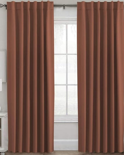 H.VERSAILTEX Blackout Curtains Thermal Insulated Window Treatment Panels Room Darkening Blackout Drapes for Living Room Back Tab/Rod Pocket Bedroom Draperies (2 Panels, Washed Spice, 52 x 96 Inch)