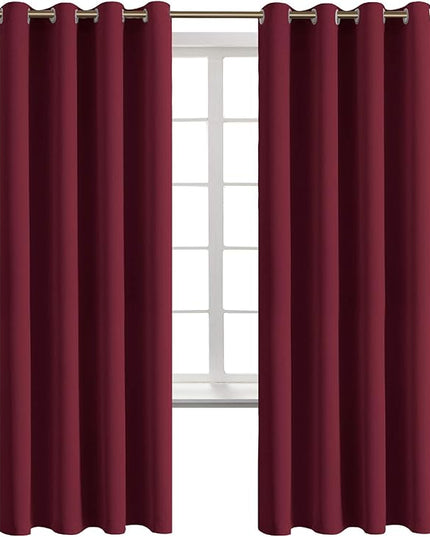 BGment Blackout Curtains for Bedroom - Grommet Thermal Insulated Room Darkening Curtains for Living Room, Set of 2 Panels (52 x 72 Inch, Burgundy)