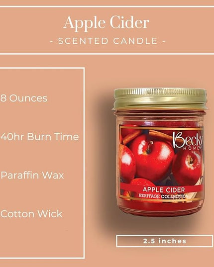 8oz Apple Cinnamon Scented Candles for Home, 45 Hrs Soy Wax Candle, Candle for Cozy Autumn Home Decor, Fall Scented Candles, Candle Fall Gifts for Men and Women