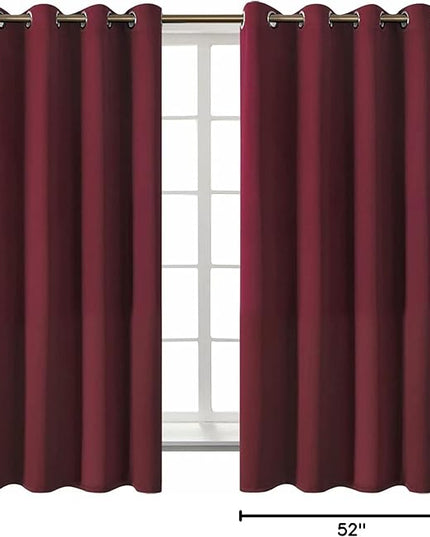 BGment Blackout Curtains - Grommet Thermal Insulated Room Darkening Bedroom and Living Room Curtains, Set of 2 Curtain Panels (52 x 63 Inch, Burgundy)