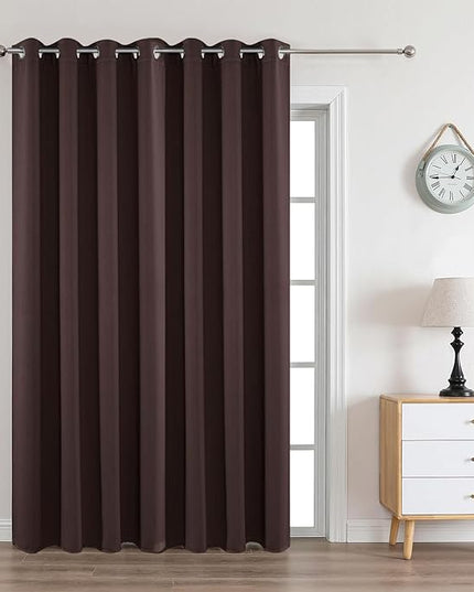 Joydeco Blackout Curtains 108 Inches Long 1 Panel, Thermal Insulated Long Curtains& Drapes 1 Piece, Room Darkening Grommet Drapes for Living Room Bedroom Window (W70 x L108 Inch, Chocolate)