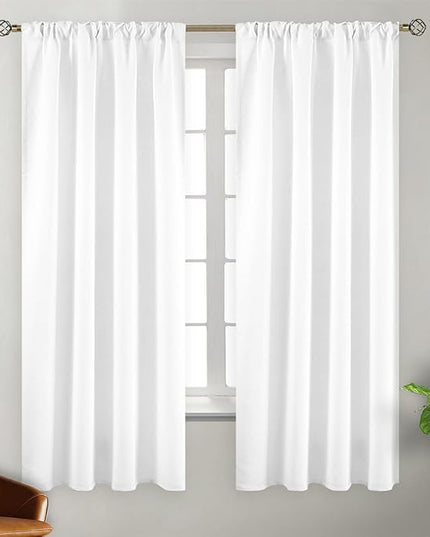 BGment Pure White Room Darkening Curtains 63 Inch - Rod Pocket and Back Tab Thermal Curtains for Bedroom Home Decor Curtains for Living Room, 2 Window Curtain Panels, 38 x 63 Inch