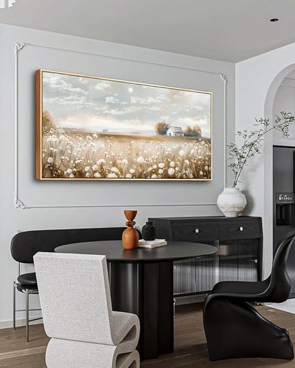 ERQINHUA Large Wall Decor Canvas Painting Wall Art For Living Room Decor White Flowers Landscape Painting Wood Frame DecorPrint Artwork For Dining Room Bedroom Bathroom Kitchen Home Decor 24x48 In