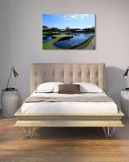 TPC Sawgrass Golf Course Wall Art for Living Room Bedroom Office Wall Decor - USA Golf Course Picture Poster Framed Artwork Canvas Prints Golf Art Ready to Hang(24''H x 36''W)