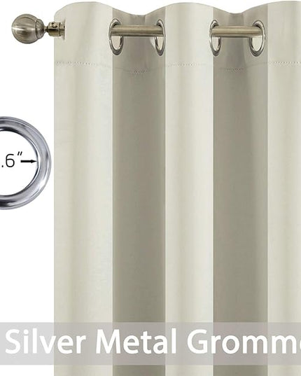 Yakamok Blackout Curtains Room Darkening Thermal Insulated Grommet top Window Curtains for Living Room, 52 x 72 Inch, Light Beige, Set of 2