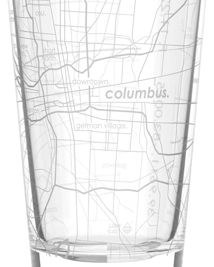 Well Told Engraved Columbus Ohio Map Pint Glass, Etched Beer Gift (16 oz, Clear) City Map Pint, Custom City Glassware, Gifts For Beer Lovers