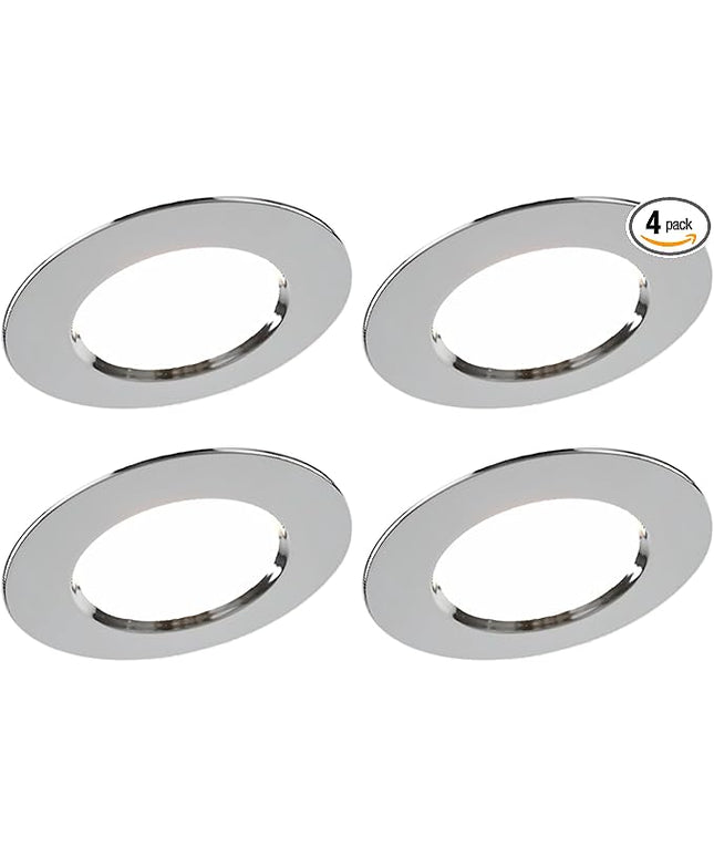 Just Screw Me in 6in LED Recessed Retrofit Light Snap-on Cover to Modify Finish from White to Chrome (Pack of 4)