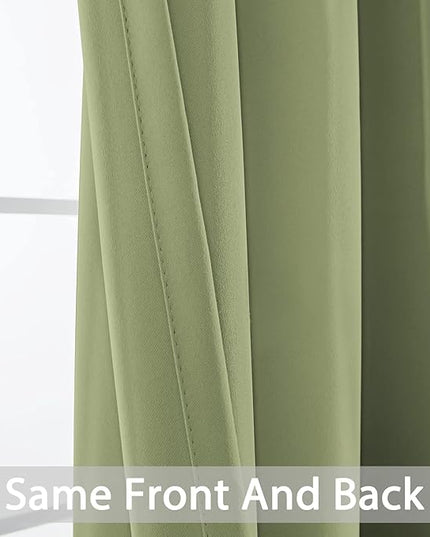 Yakamok Light Blocking Blackout Curtains Thermal Insulated Room Darkening Drapes for Bedroom,Solid Grommet Top Window Drapes, 38x90 Inch, Sage Green, One Pair