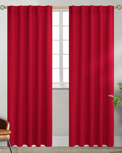 BGment Blackout Curtains for Bedroom - 84 Inch Rod Pocket and Back Tab Thermal Insulated Room Darkening Curtains for Living Room, 2 Curtain Panels (42 x 84 Inch, Red)