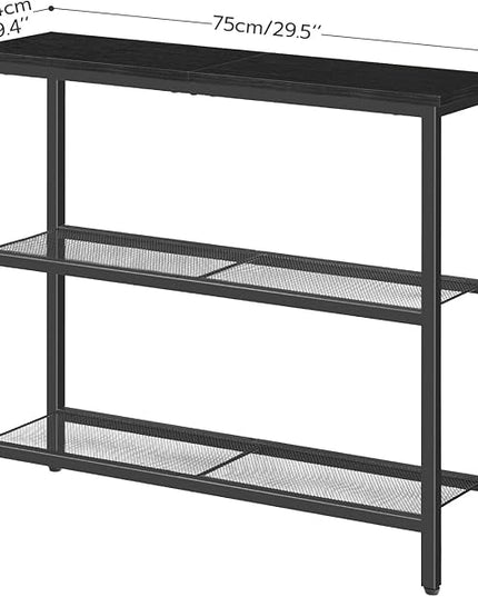 HOOBRO 29.5" Narrow Console Table, 3-Tier Entryway Table, Thin Sofa Table with Shelves, Side Table, Display Table, for Hallway, Entrance, Living Room, Bedroom, Black BB73XG01