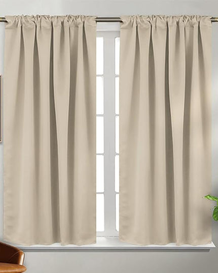 BGment Champagne Blackout Curtain Blinds - 38 x 45 Inch Thermal Insulated Rod Pocket and Back Tab Room Darkening Curtains for Kitchen/Home Decor/Bedroom, 2 Window Curtain Panels, Champagne