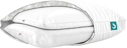 Sleepgram 2-Pack Cooling Bed Pillows & Removable Cover for Sleeping Sets, Queen Size - Adjustable and Washable Bedding Pillow Set for Comfortable Sleep