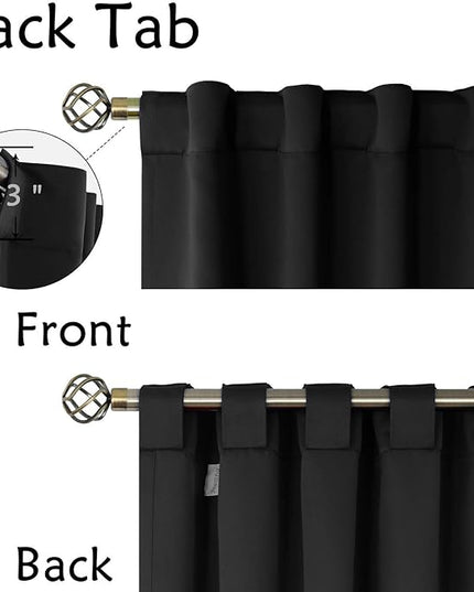 BGment Black Blackout Curtain Blinds - 38 x 45 Inch Thermal Insulated Rod Pocket and Back Tab Blackout Curtains for Kitchen/Home Decor/Bedroom, 2 Window Curtain Panels