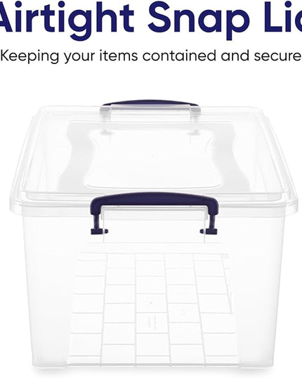 Superio Storage Bins with Lids- Clear Boxes for Organizing, Stackable Plastic Containers- BPA Free, Non-Toxic, Odor Free, Organizer for Home, Office, Dorm (6 Pack, 28.5 Qt)