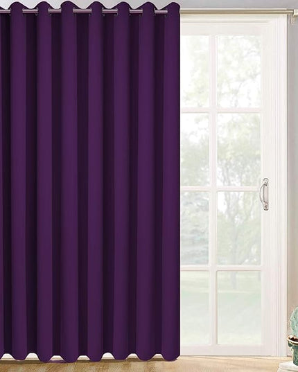 Yakamok Extra Wide Blackout Curtain for Sliding Glass Door, Grommet Thermal Insulated Room Divider Curtain 100W x 84L inch, Room Darkening Patio Curtain,8.3ft Wide x 7ft Tall, 1 Panel,Purple