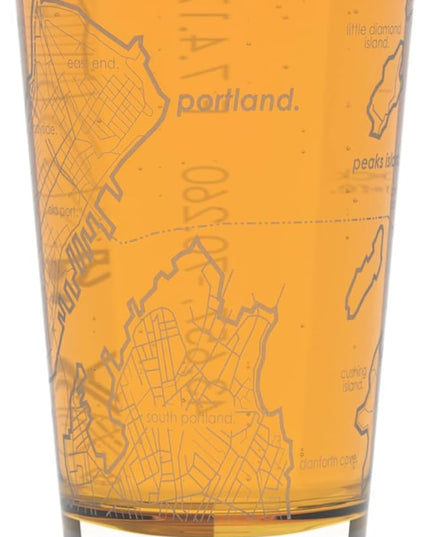 Well Told Engraved Portland Maine Map Pint Glass, Etched Beer Gift (16 oz, Clear) City Map Pint, Custom City Glassware, Gifts For Beer Lovers