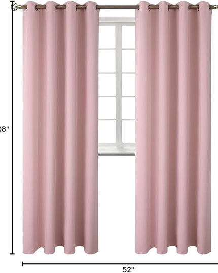 BGment Room Darkening Curtains 108 Inches Long - Grommet Thermal Insulated Drapes Window Treatment Curtains for Bedroom, 2 Panels, 52 x 108 Inch, Baby Pink