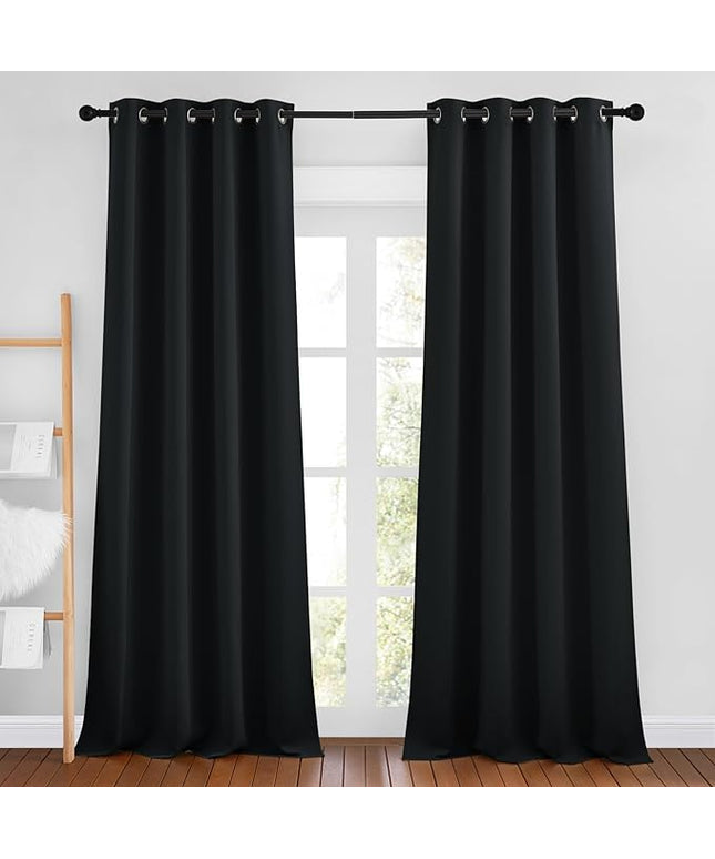 NICETOWN Black Out Curtains 96 inches Long, Grommet Thermal Insulated Blackout Curtains Privacy Window Treatments for Boys Room/Living Room, W46 x L96, 2 Panels