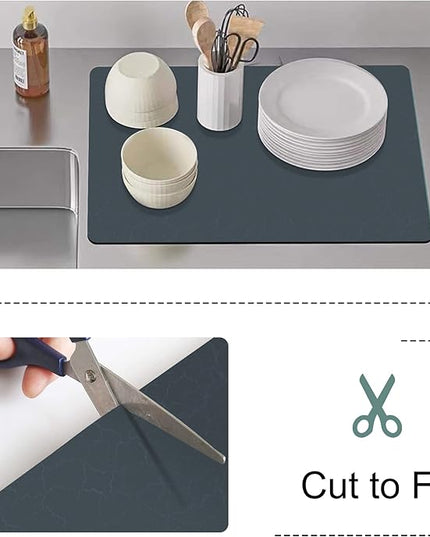 Coffee Maker Mat for Countertops, Coffee Bar Accessories Fit Under Coffee Machine Mat, 19"x12" Rubber Backed Coffee Pots, Table Mat under Appliance, Dish Drying Mat, Marble Navy for Kitchen Counter