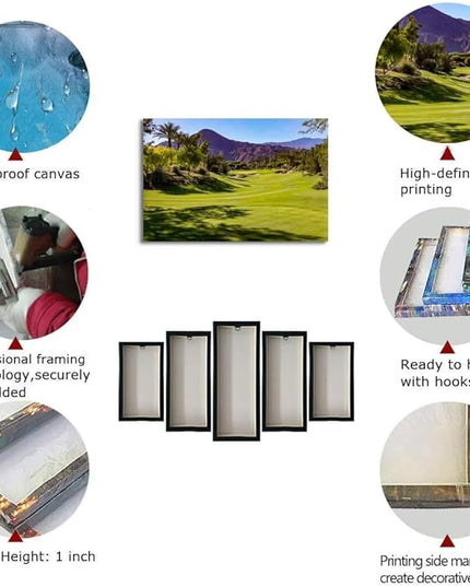 Beautiful Fairway At Indian Wells Golf Course Wall Art for Living Room Bedroom Bathroom Home Decorations Golf Course Canvas Prints Picture Poster Modern Artwork Framed Ready to Hang(28''H x 44''W)