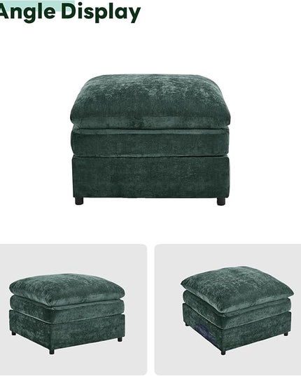 Tbfit Single Sofa Ottoman, Modern Comfy Cloud Sofa, Spring Seat Cushions, Chenille, Green