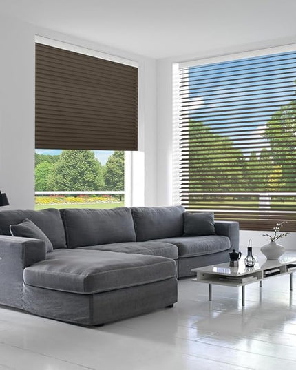 Zshine Automatic Shangri La Light Filtering Serenity Sheer Roller Shades Free Dimming Rechargeable Motorized Compatible with Homekit Siri Alexa (83021H Brown)